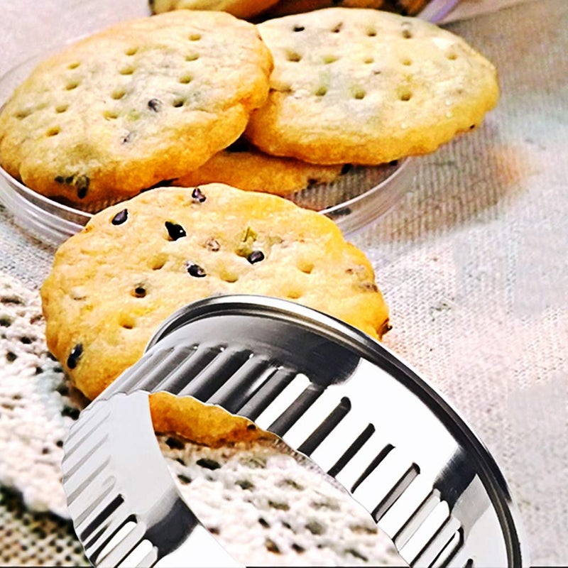 Miecux Stainless Steel Fluted Edge Round Cookie Biscuit Cutter Set 12 Pieces Graduated Ring Sizes - Image 2